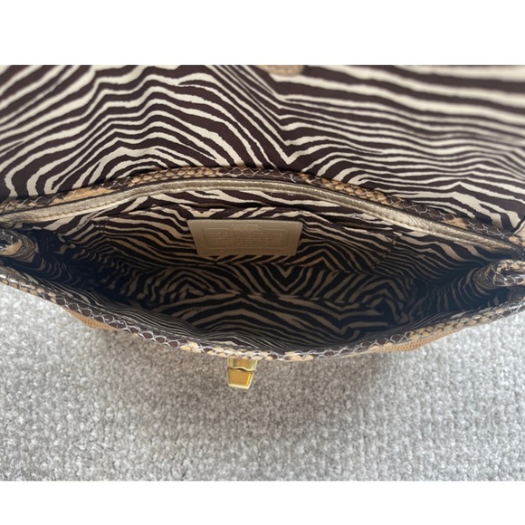 COACH CLUTCH Straw Python Leather Trim Tan Natural Brown Animal Print Wr… - Picture 11 of 14